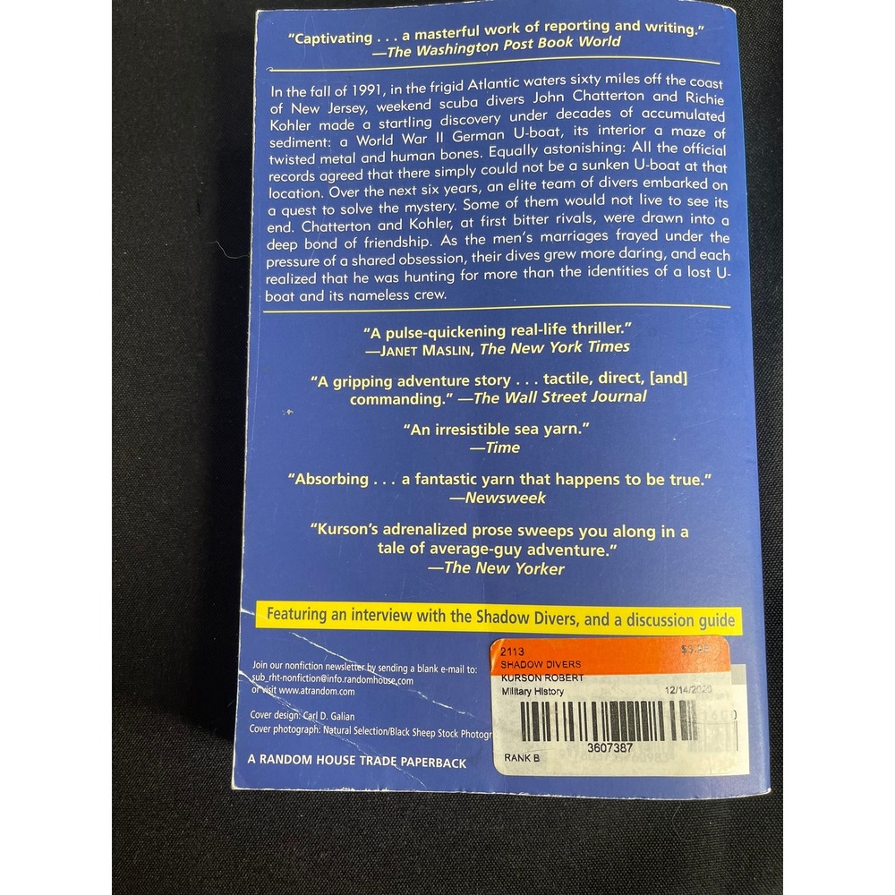 Shadow Divers Robert Kurson WWII German U-boat Mystery Scuba Diving Paperback - Picture 2 of 2